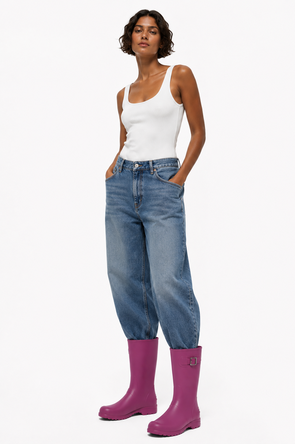 Bota de lluvia impermeable mujer fucsia Ginna